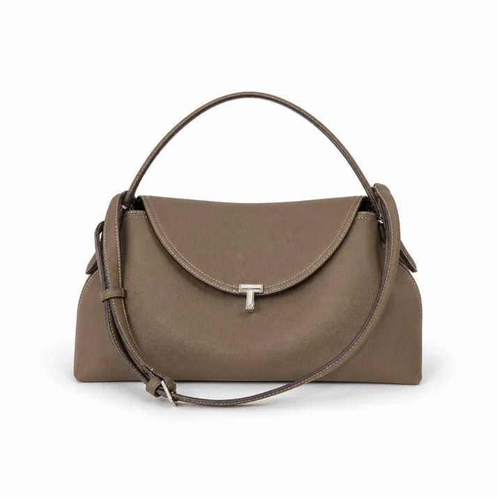 Structured PU Leather Shoulder Bag With Detachable Adjustable Convertible Strap