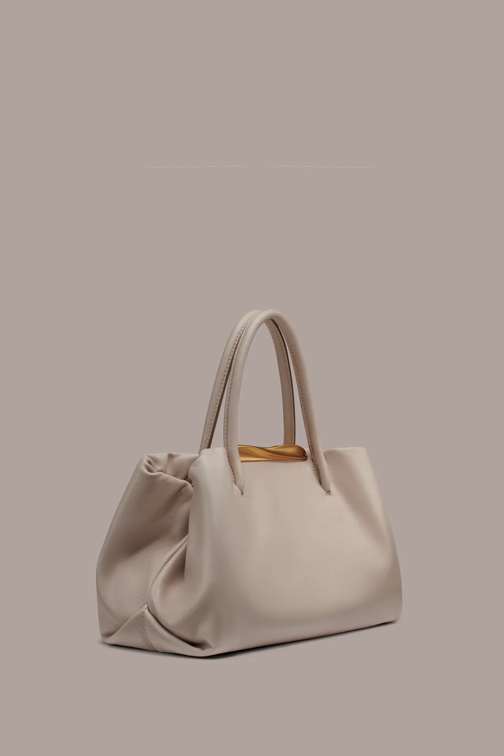 Soft Structured Satchel Leather Bag Equipped With Dual Handles and Detachable Chain Trim Shoulder Strap