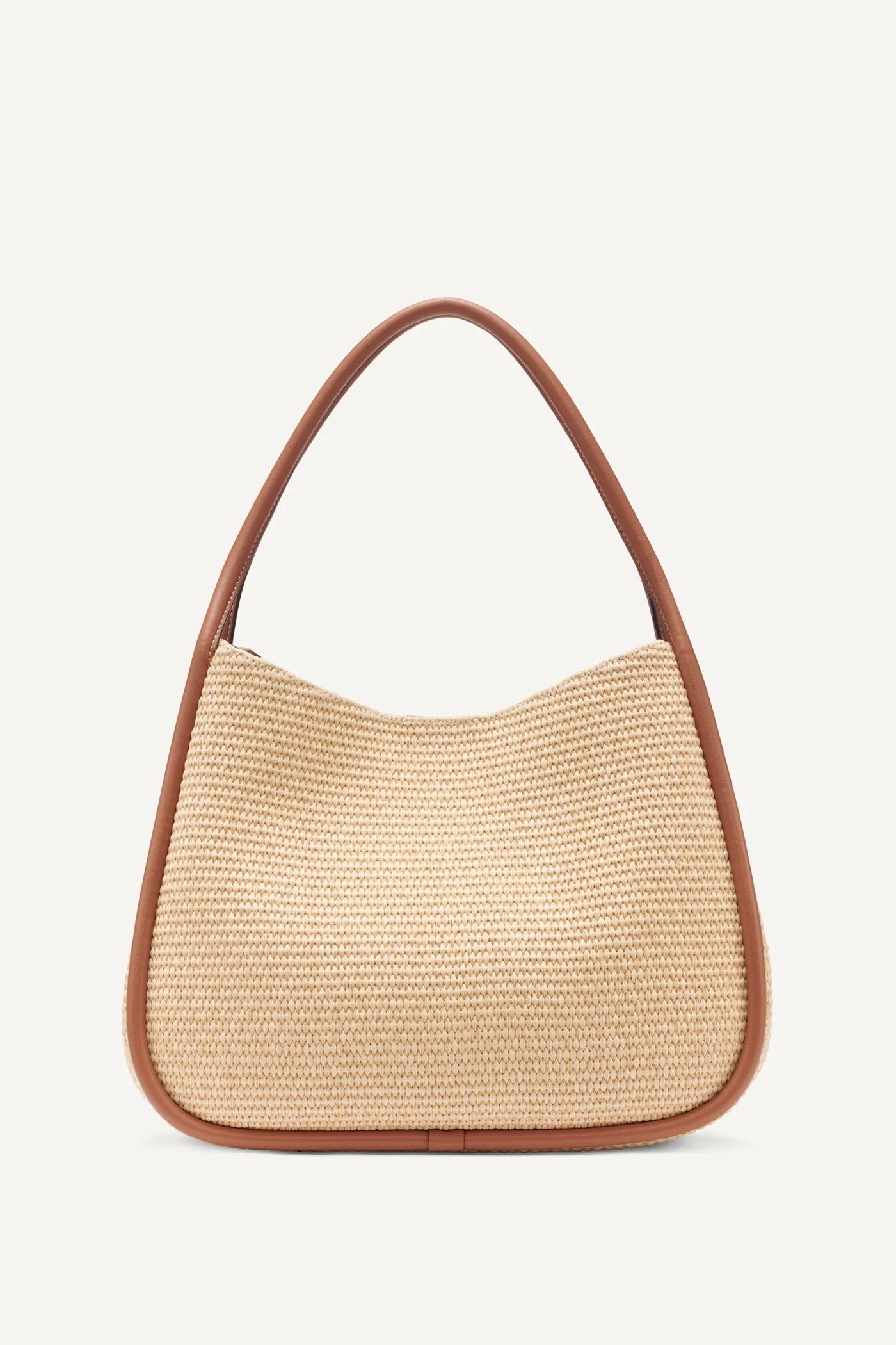 Trimmed Woven Straw Hobo Bag Equipped With Dual Handles and Detachable Crossbody Strap