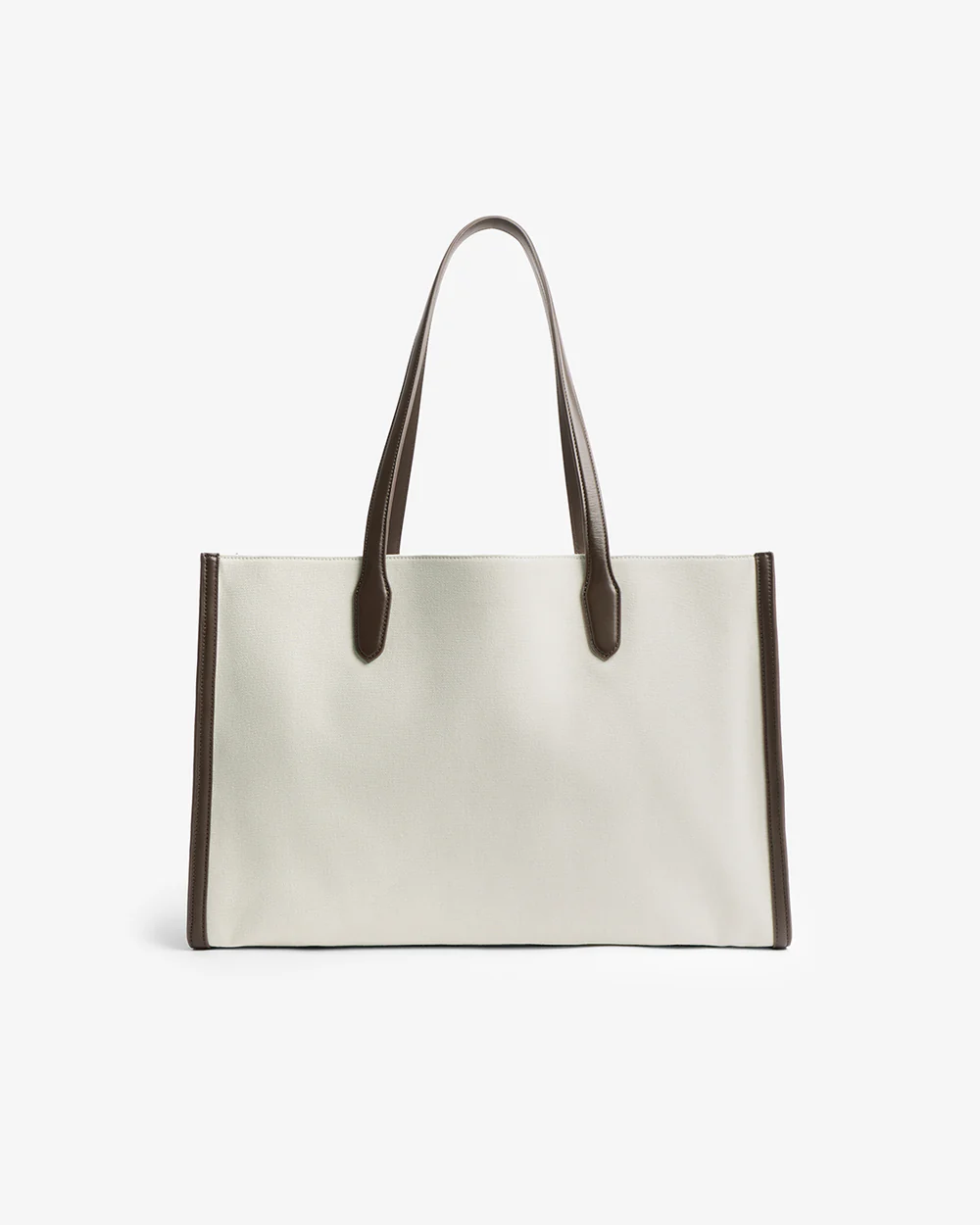 Contrast Trim Large Capacity Canvas Tote Bag With Leather Base and Multi Compartment Inner Storage