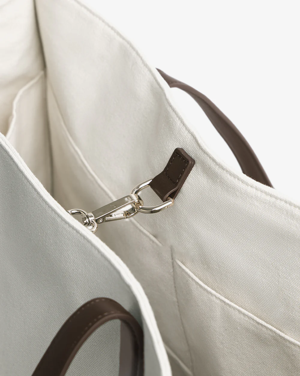 Contrast Trim Large Capacity Canvas Tote Bag With Leather Base and Multi Compartment Inner Storage