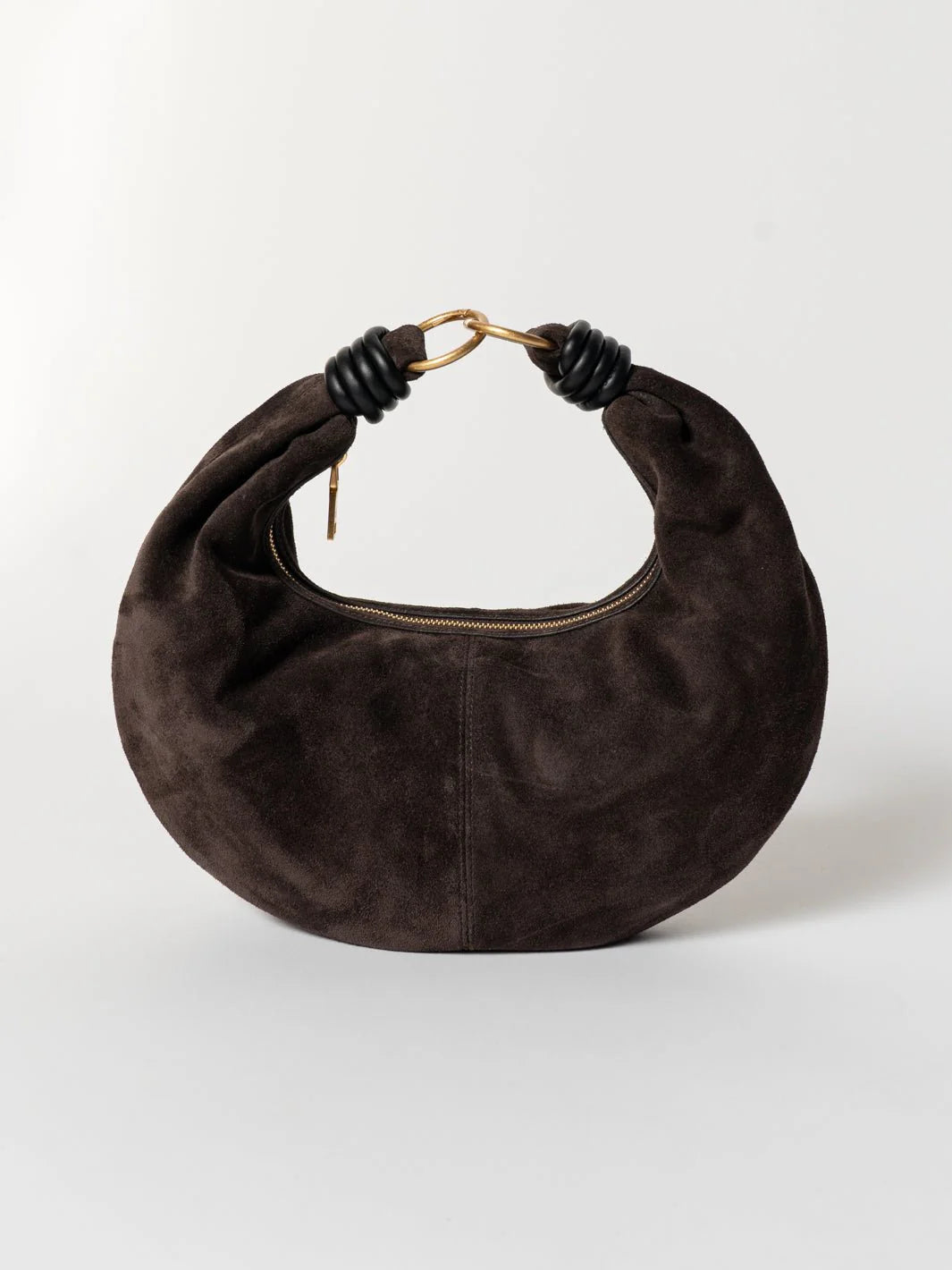 Multi-Wear Crescent Velvet Bag With Knotted Strap and Waterproof Organized Interior