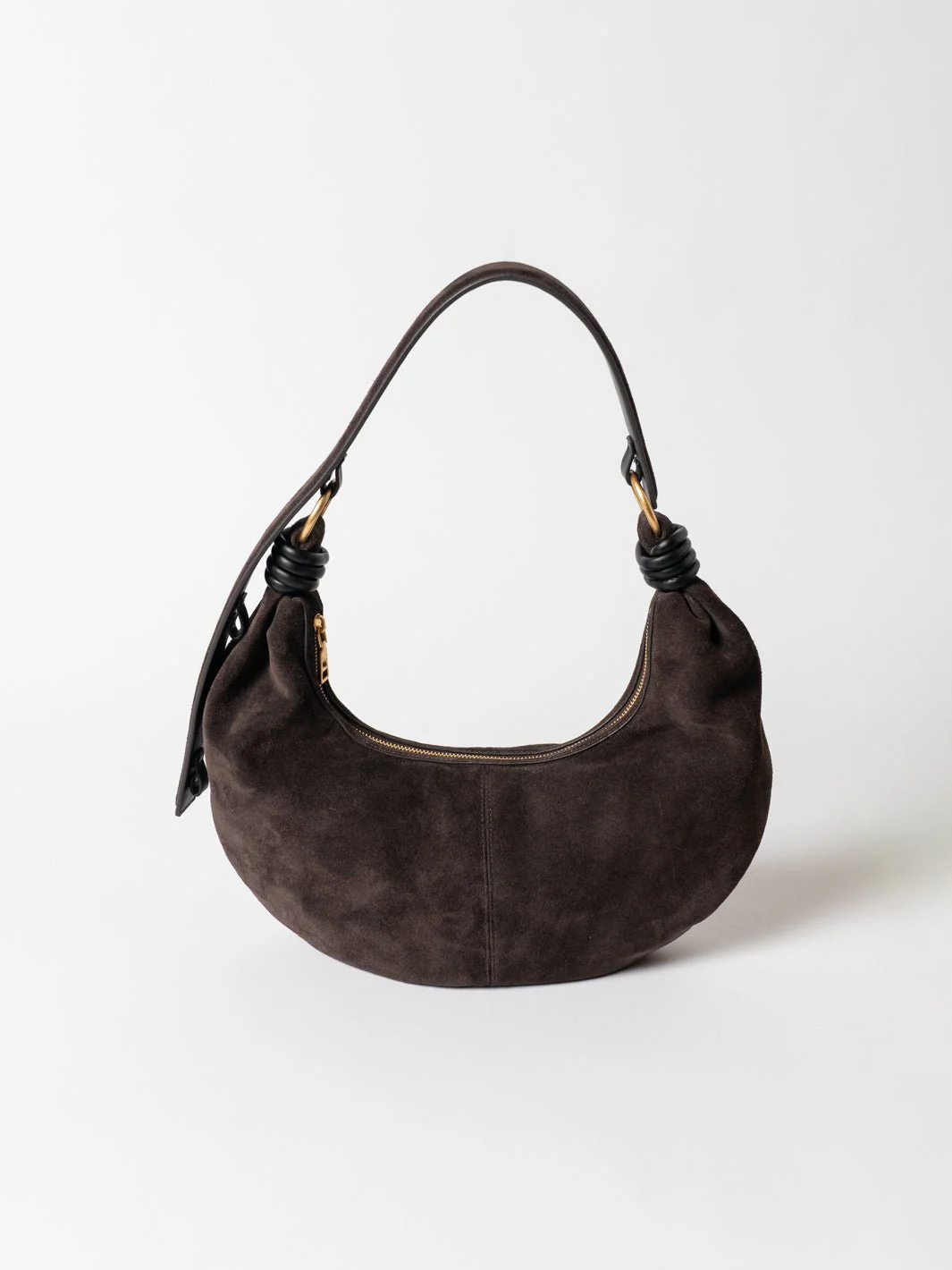 Multi-Wear Crescent Velvet Bag With Knotted Strap and Waterproof Organized Interior