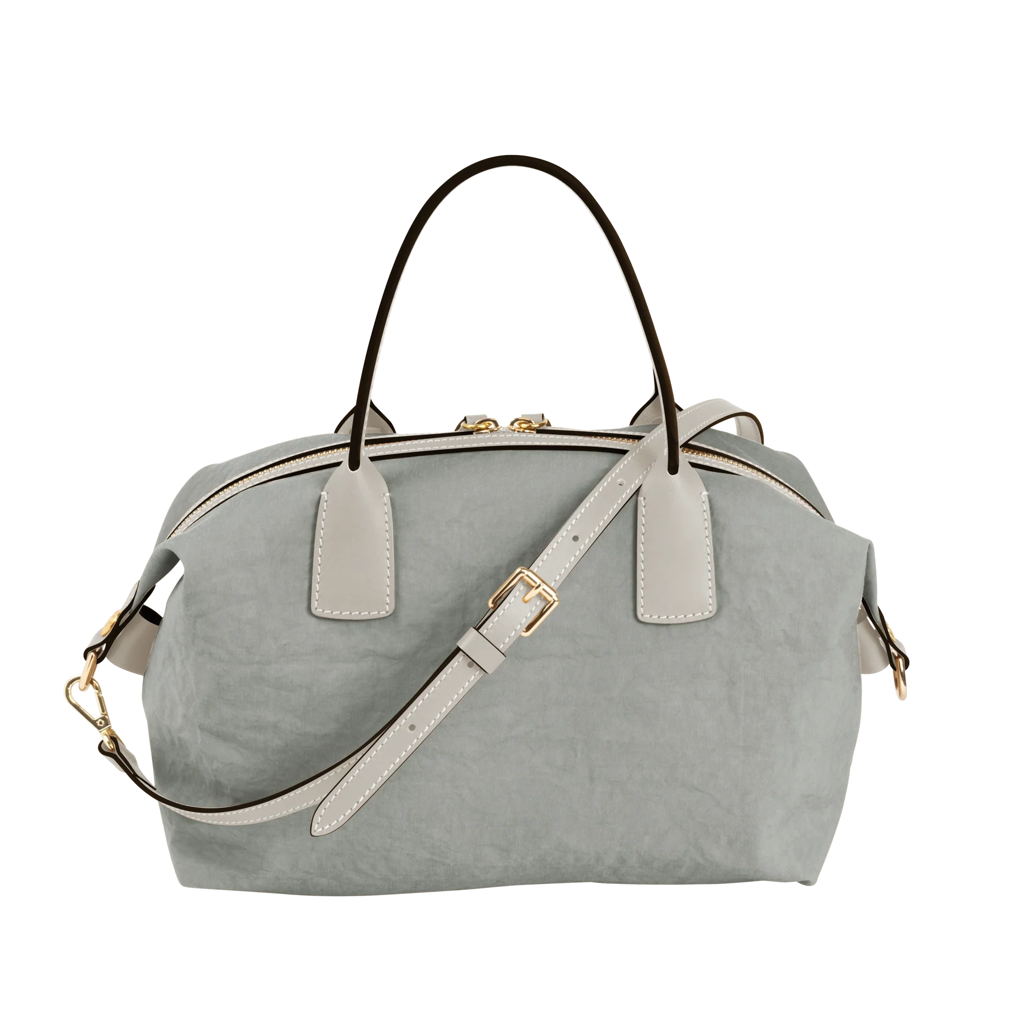 Lightweight Bowling Style Canvas Bag With Leather Trim and Convertible Shoulder Strap