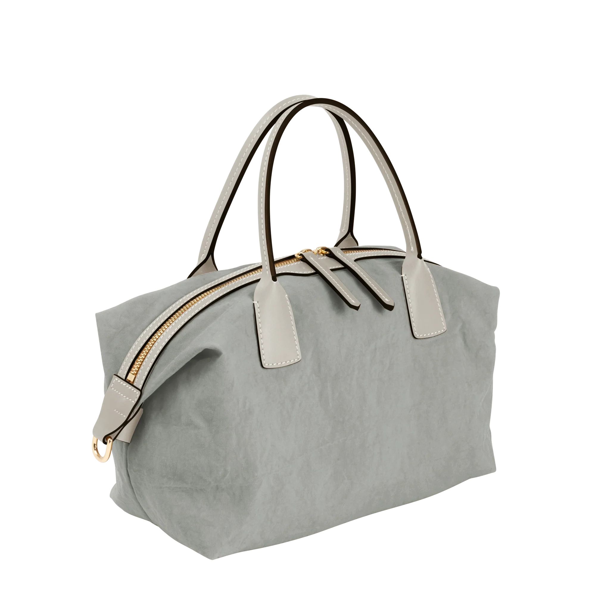 Lightweight Bowling Style Canvas Bag With Leather Trim and Convertible Shoulder Strap